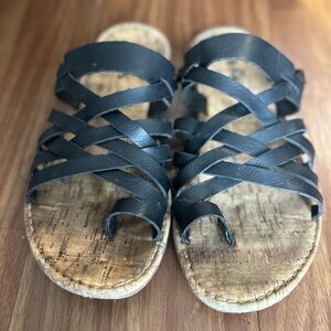 Kork-Ease Black Strappy Sandals